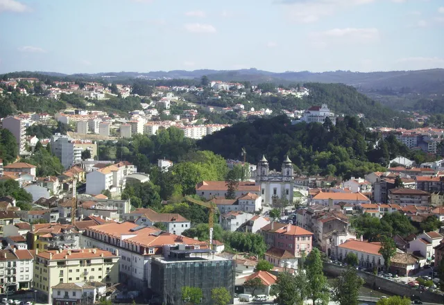 Aerial view of central Leiria with its church and rooftops